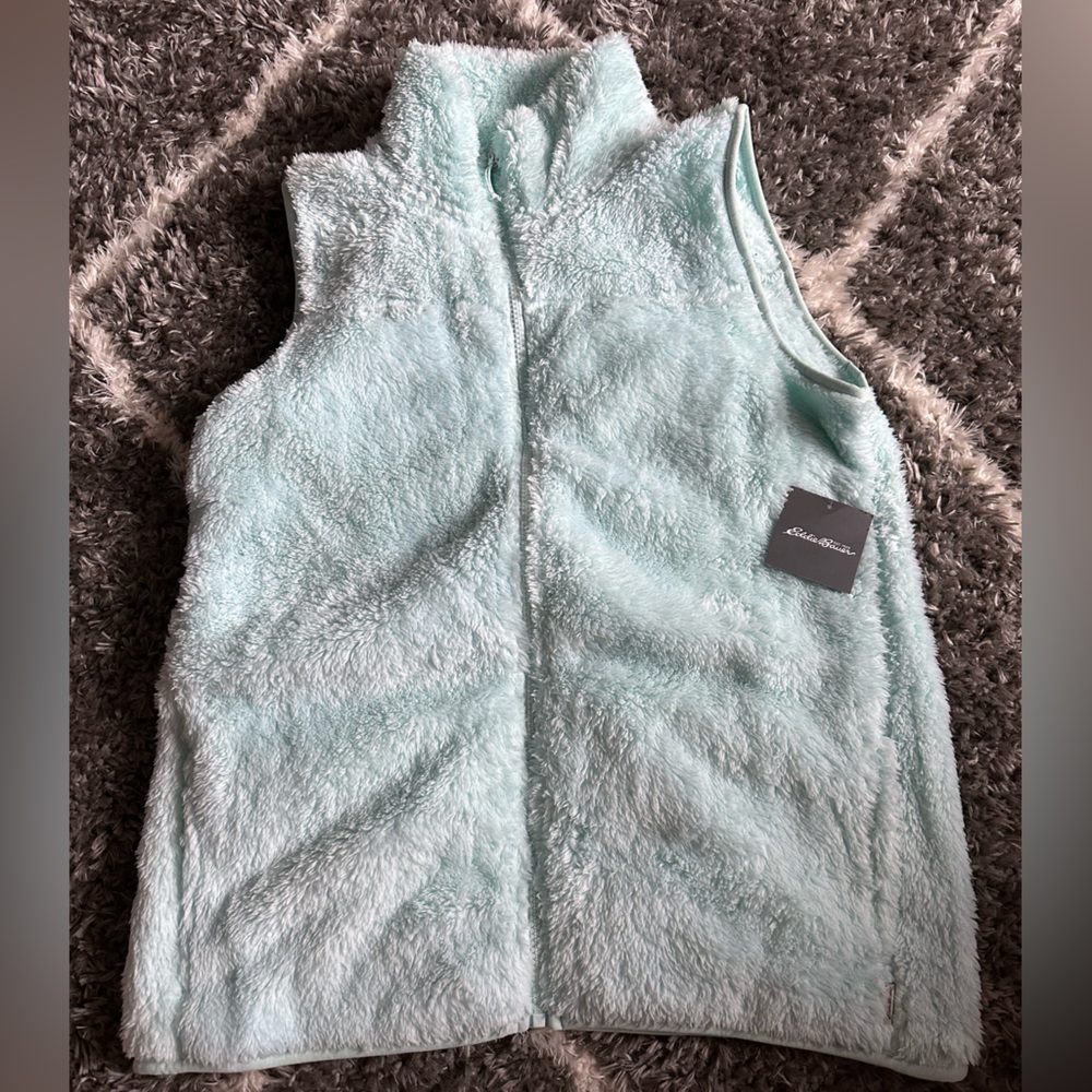 Fuzzy teal vest